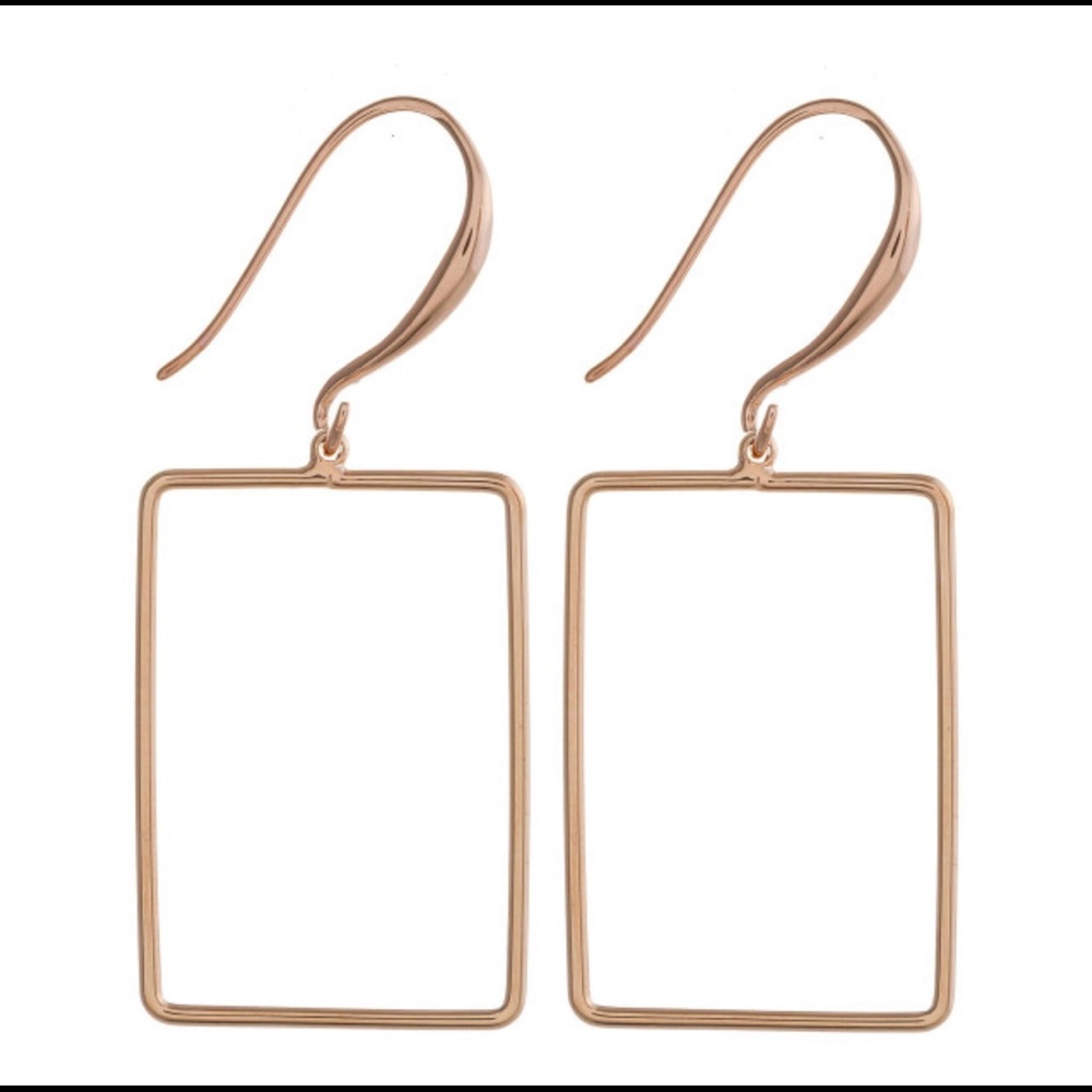 Metal square drop earrings